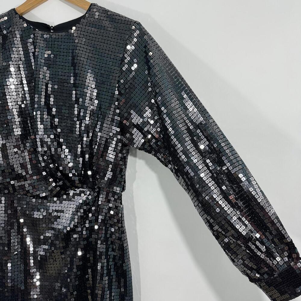 NBD Women’s Size Medium Gunmetal Black Margaery Long Sleeve Mini Dress NWT - Picture 3 of 12
